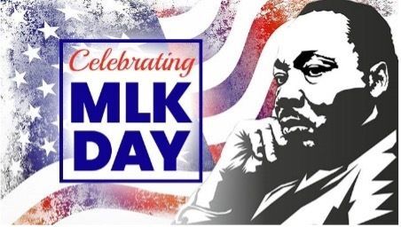 Celebrating MLK Day. Martin Luther King, Jr. is the the right resting his head in his hand.