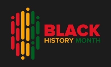 Black History Month written in red, yellow, and green.